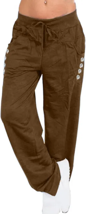 Womens Straight Leg Pants with Pockets High Waist Baggy Trousers Casual Athletic Yoga Thin Gym Sweatpant Plus Size