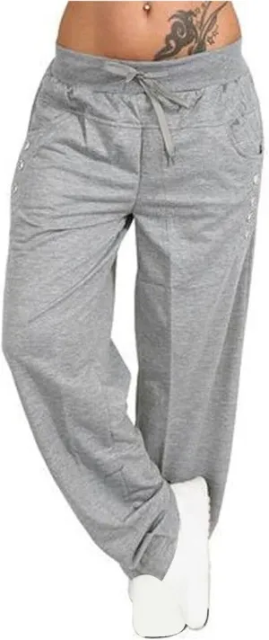 Womens Straight Leg Pants with Pockets High Waist Baggy Trousers Casual Athletic Yoga Thin Gym Sweatpant Plus Size