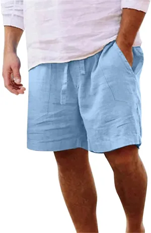 Workout Shorts for Men Drawstring Mid Casual Solid Waist Shorts Color Men's Casual Shorts White Shorts Men's Linen