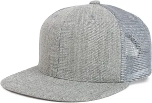 Youth Stylish Flat Bill Structured Mesh Back Snapback Trucker Cap