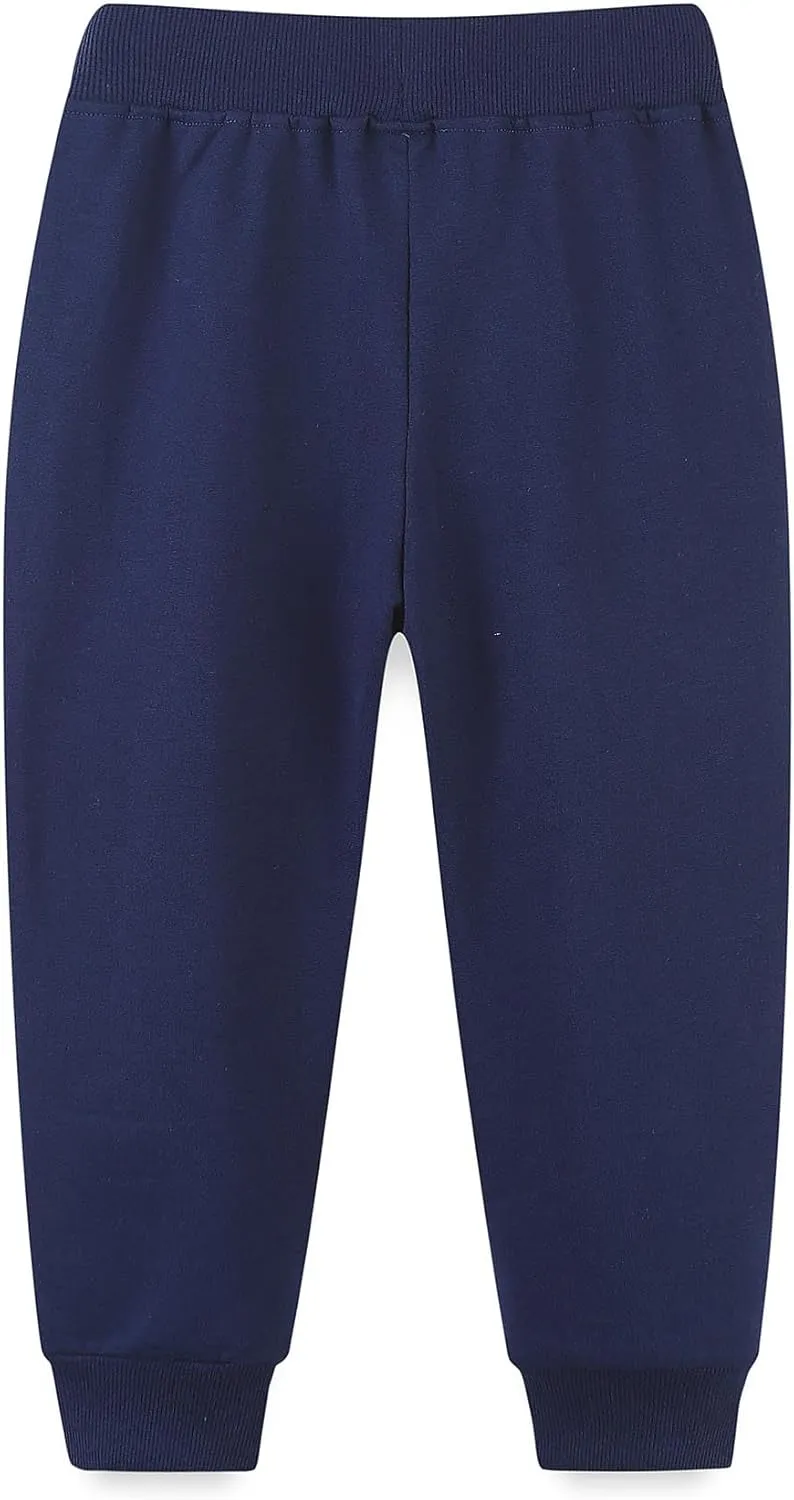 Ysoea Toddler Boys Cotton Jogger Pants Graphic Sweatpants for Boys Kids Athletic Jogger Pants Excavator Rocket Embroidery