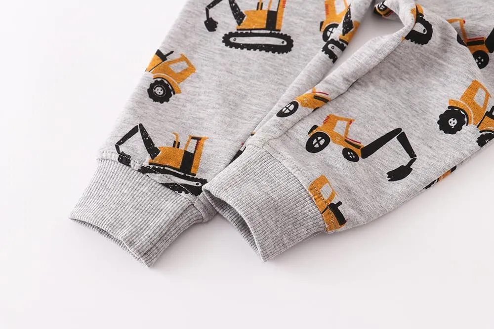 Ysoea Toddler Boys Cotton Jogger Pants Graphic Sweatpants for Boys Kids Athletic Jogger Pants Excavator Rocket Embroidery