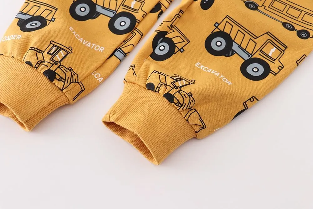 Ysoea Toddler Boys Cotton Jogger Pants Graphic Sweatpants for Boys Kids Athletic Jogger Pants Excavator Rocket Embroidery