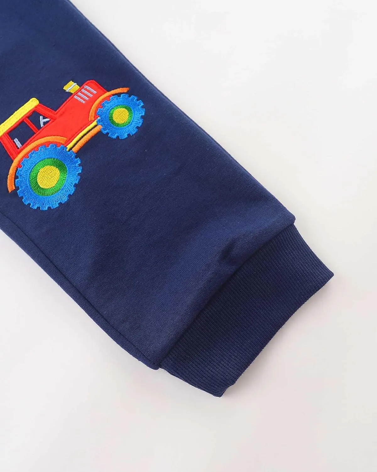 Ysoea Toddler Boys Cotton Jogger Pants Graphic Sweatpants for Boys Kids Athletic Jogger Pants Excavator Rocket Embroidery