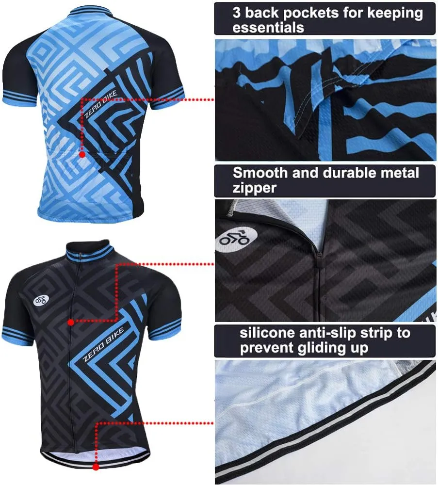 ZEROBIKE® Men's Short Sleeve Cycling Jersey Jacket Breathable Quick Dry Outdoor Sports Wear