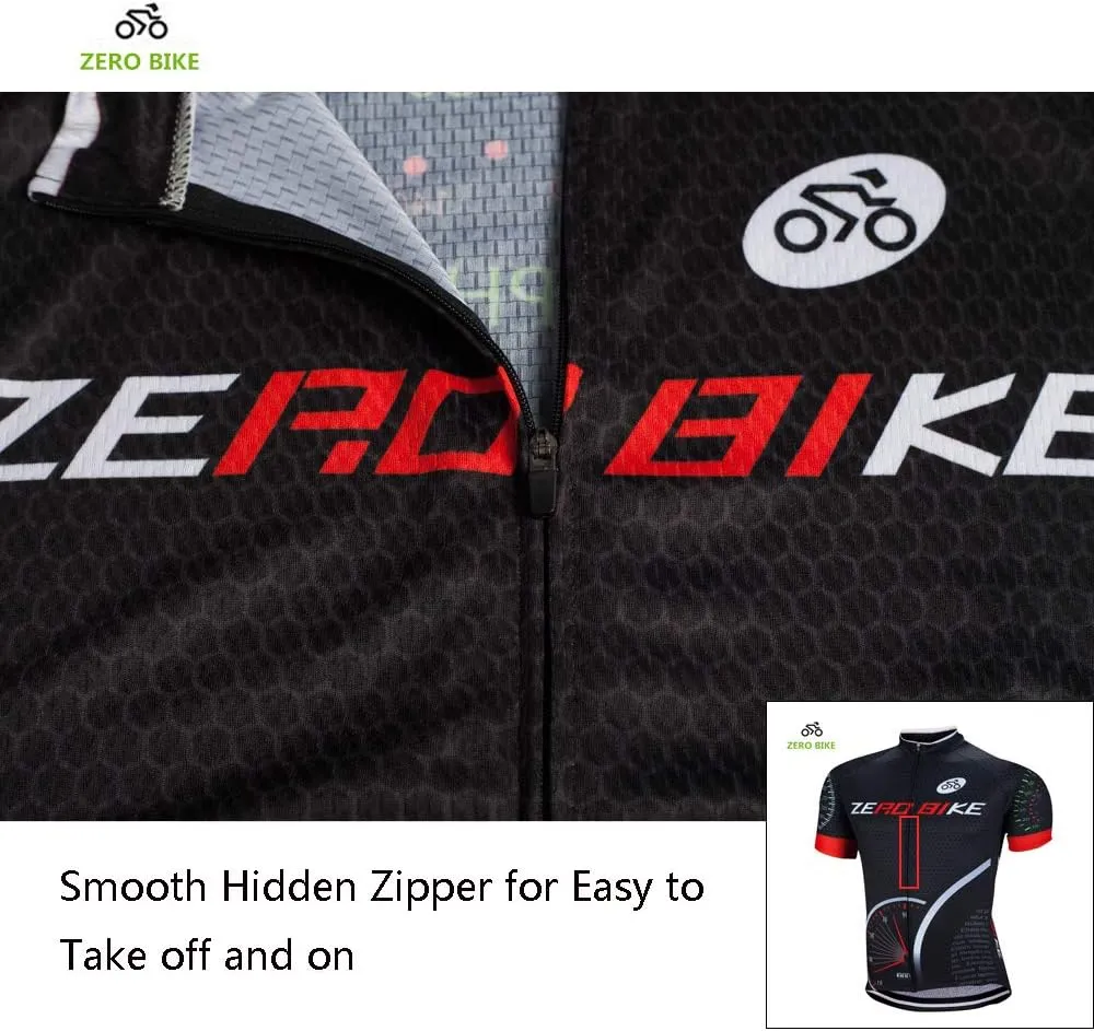 ZEROBIKE® Men's Short Sleeve Cycling Jersey Jacket Breathable Quick Dry Outdoor Sports Wear