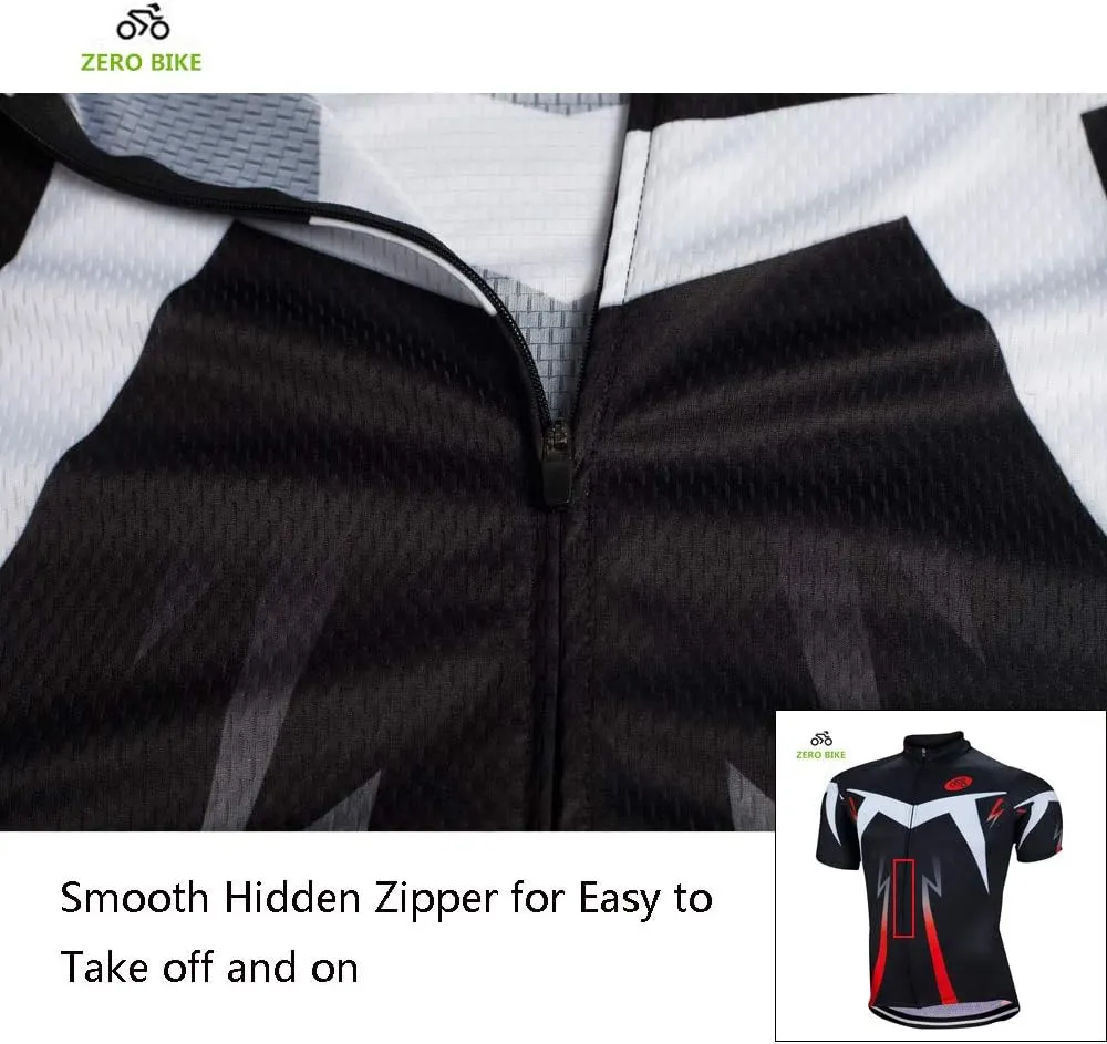 ZEROBIKE® Men's Short Sleeve Cycling Jersey Jacket Breathable Quick Dry Outdoor Sports Wear
