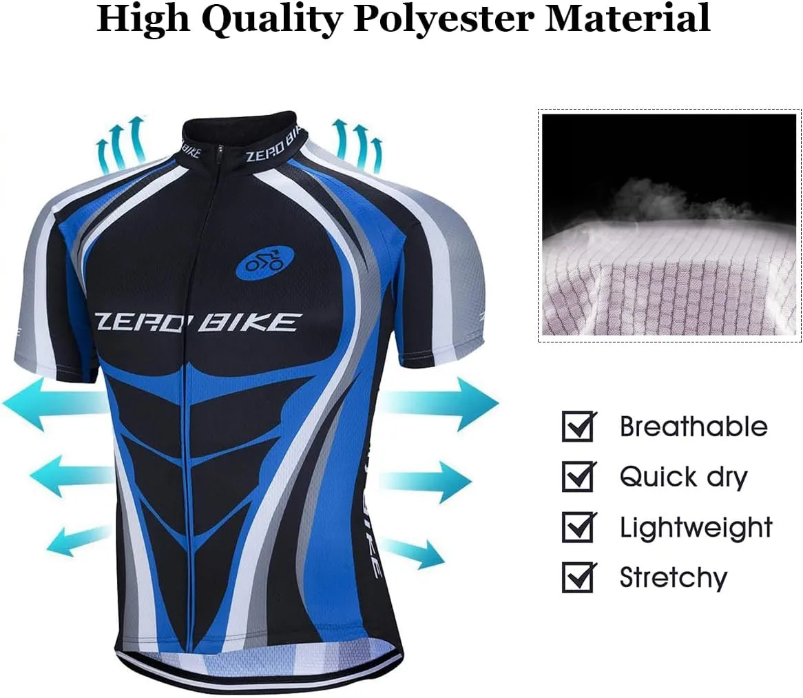 ZEROBIKE® Men's Short Sleeve Cycling Jersey Jacket Breathable Quick Dry Outdoor Sports Wear