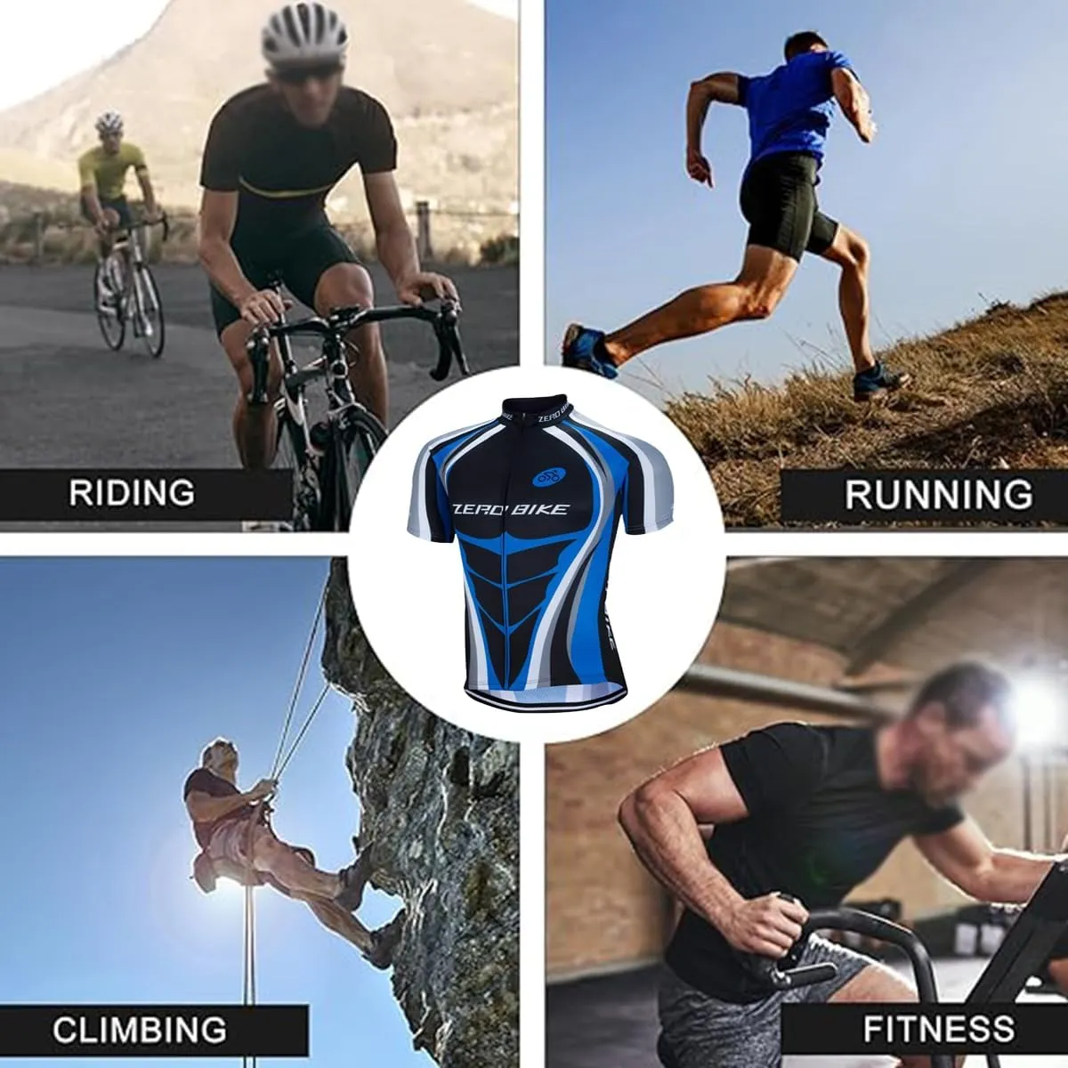 ZEROBIKE® Men's Short Sleeve Cycling Jersey Jacket Breathable Quick Dry Outdoor Sports Wear